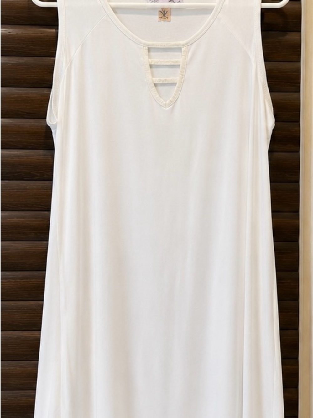 White Sleeveless Ladder-Detail Tunic